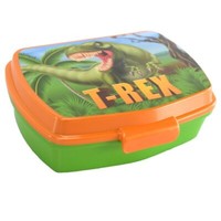 Dinosaurier Lunchbox In Orange / GrüN Mit T-Rex Motiv Ca. 17,5 X 14 X 6 Cm