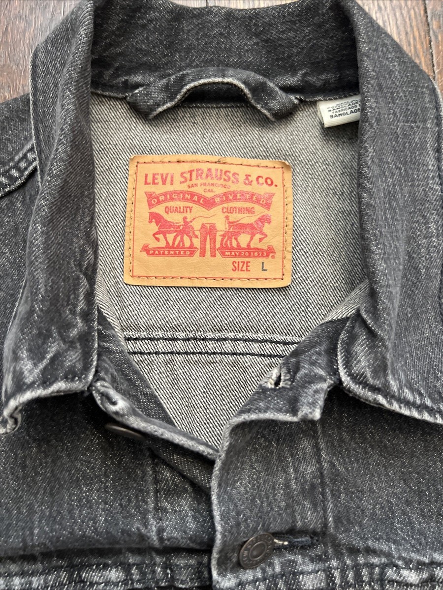 Levi's Denim Jacket Mens M Medium Stonewash Black Trucker Button