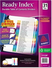 Avery Ready Index Table of Contents Divider 1-31 Multi Letter Sealed 11129(D4,U1