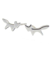 Silvertone Fox Stud Earrings for Women