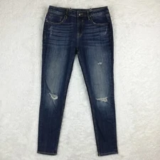 Vigoss Womens Jeans Marley Skinny Blue Denim Medium Wash Distressed Ripped 30