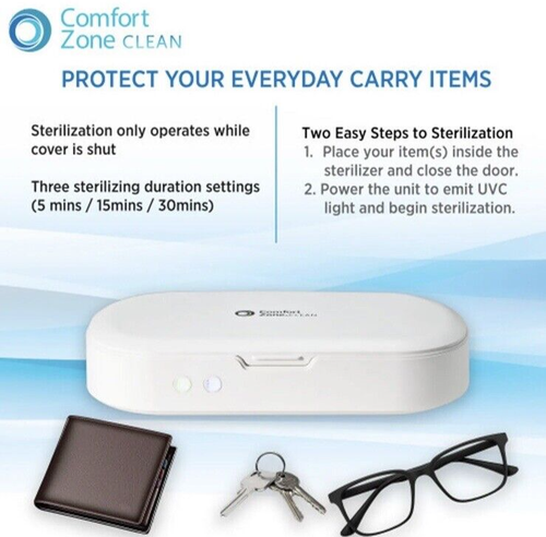 Caja esterilizadora de luz UV cerrada Comfort Zone Clean para teléfonos mascarillas llaves - Imagen 6 de 10