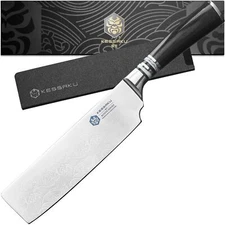 7-Inch Nakiri Vegetable Cleaver Knife - Ronin Series - Forged High Carbon 7Cr...