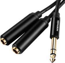 HOSONGIN 1/4" Splitter Cable, TRS to Dual 1/4" TRS Stereo Y Adapter, Gold-Plated