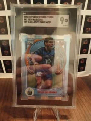 Diego Maradona /99 2023 Topps Argentina Fileteado Sky Blue & White Tango SGC 9 - Bild 1 von 3