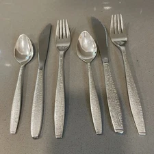 TWA Airline Stainless Steel Basketweave Cutlery 2 Place-settings 6 Pcs Total VTG