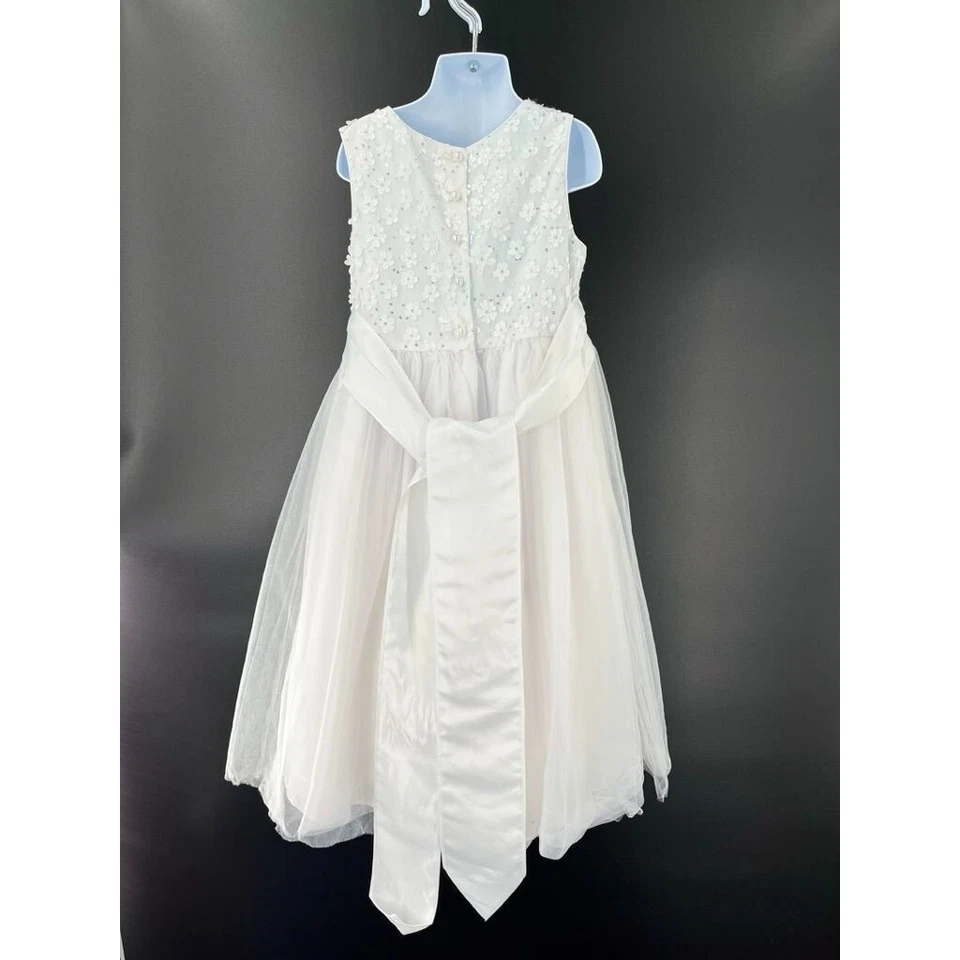Bella by Marmellata Girls Wedding Party Dress White Size 7 - Image 4 of 4
