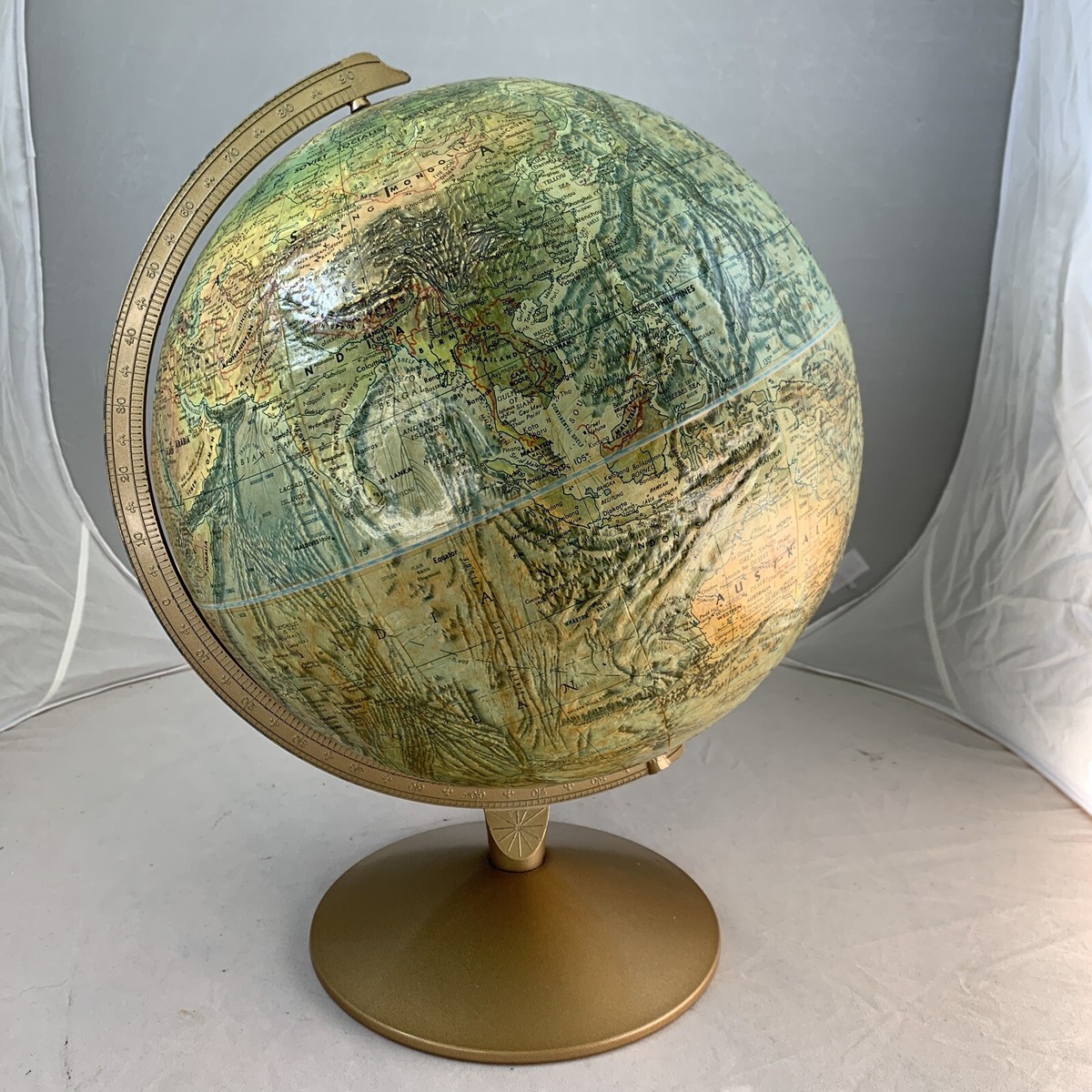 Vintage Replogle World Ocean Series 12” Metal Stand Tabletop