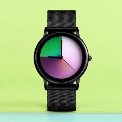 Luxury Men's Fashion Color Changing Dial Quartz Watch Stainless Steel 3ATM