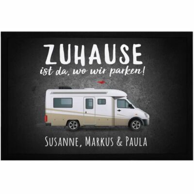 Fußmatte mit Namen Familie Zuhause ist da wo wir parken personalisiert Geschenk