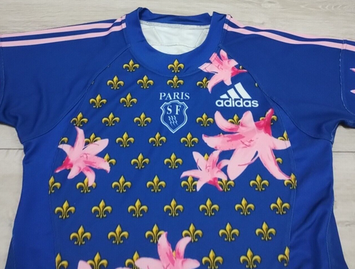 Stade Francais Paris Rugby Home Shirt 2008/2009 - Adidas Large L Jersey Blue Top - Picture 2 of 9