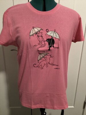 Top Stitch by Morning Star Cats & Umbrellas Tee Shirt