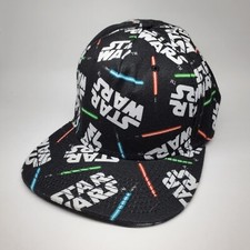 Star Wars Snapback Cap Hat Mens Black White Official OSFM Yoda Light Sabers