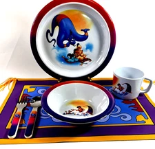 Disney's Aladdin Selandia 6-Piece Kid's Dinnerware Set Complete w/ Box! EUC READ