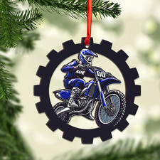 Personalized Motorcycle Christmas Tree Ornaments, Custom Motocross Men Ornament