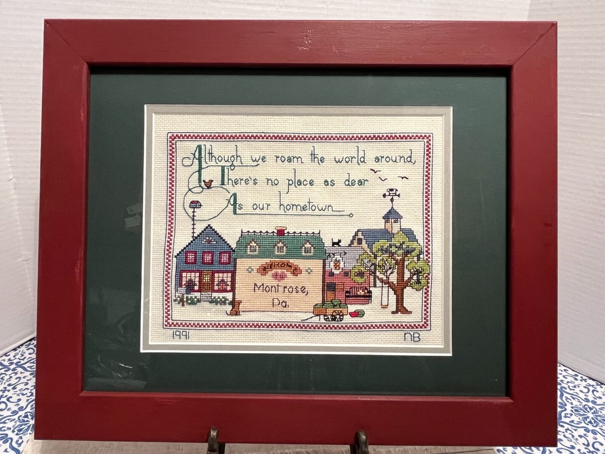 絵画+タペストリー Amish Framed Amish or Mennonite Framed Cross Stitch Montrose PA 13