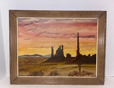 Vintage Southwestern Oil on Board Desert Landscape Painting W.C. McFarland #2