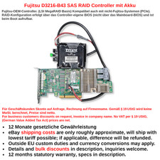 Fujitsu D3216-B43 GS 3 SAS RAID Controller Card with Battery Low Profile