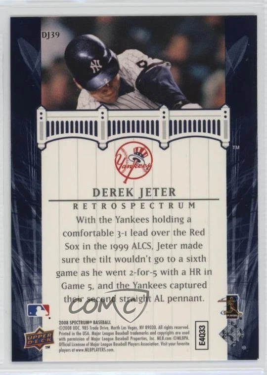 2008 Upper Deck Spectrum Derek Jeter Retrospectrum Derek Jeter #DJ39 HOF - Image 2 of 2