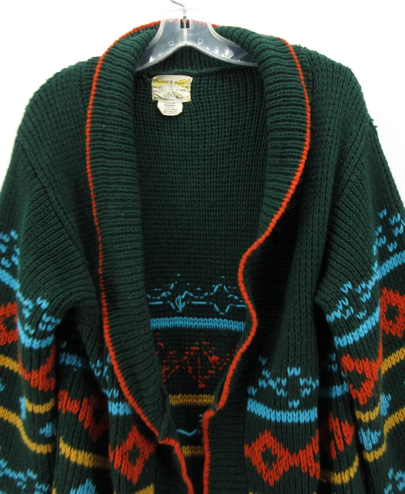 Suéter DE COLECCIÓN Mujer Grande Verde Cárdigan Chal Suroeste Manga Campana Años 70 Foto 2 de 4