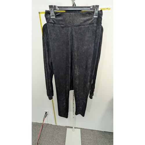 C-Mode Womens Black Velour Tracksuit Set Zip Up Hoodie and Pants Size M P5990H - Picture 3 of 6
