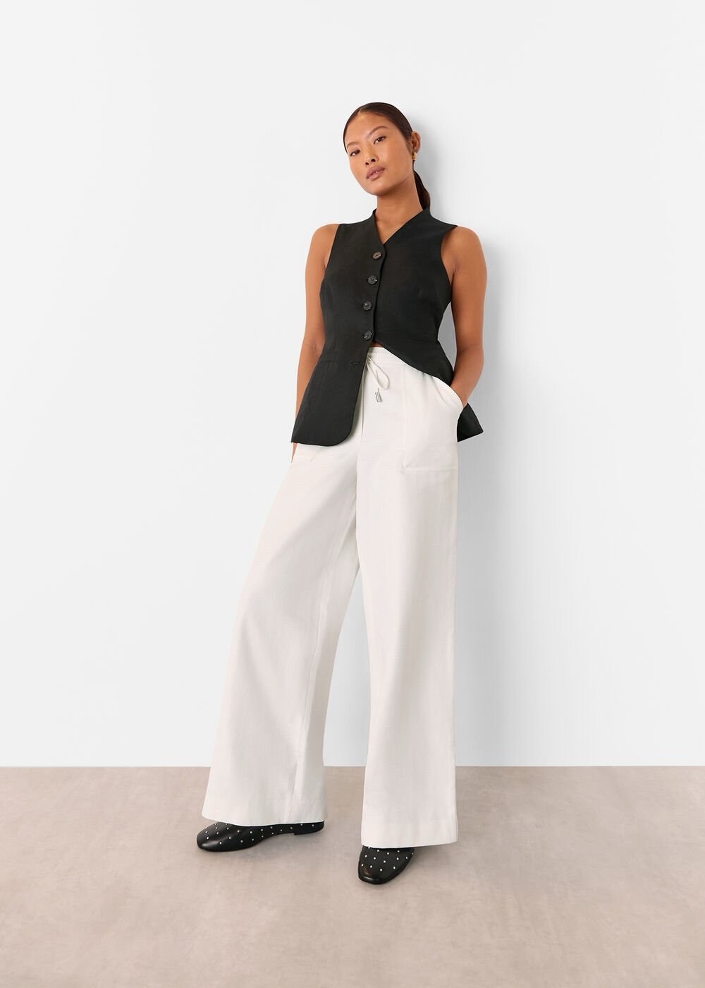 Whistles Petite White Leona Linen Blend Trouser Size 10 RRP £109 New With Tags image 7