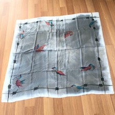 Julia Hill Painting 100 Silk Classic Square Scarf Birds Gray 44x46 MINT HRJ