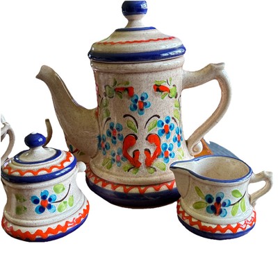 Mazurka Formano Handpainted Teapot, Creamer & Sugar Bowl