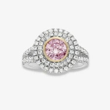 1ct Lab Grown Light Pink Round Diamond Engagement Ring Wedding Jewelry