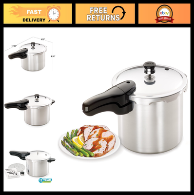 #ad 6 Quart Aluminum Pressure Cooker Fast Cooking Durable Easy Clean Silver $107.99