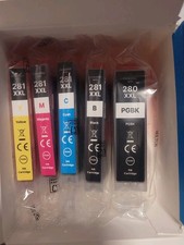 LxTek 280XXL 281XXL Ink Cartridge 5 Pack for Canon TR Series Printers W/Chip.