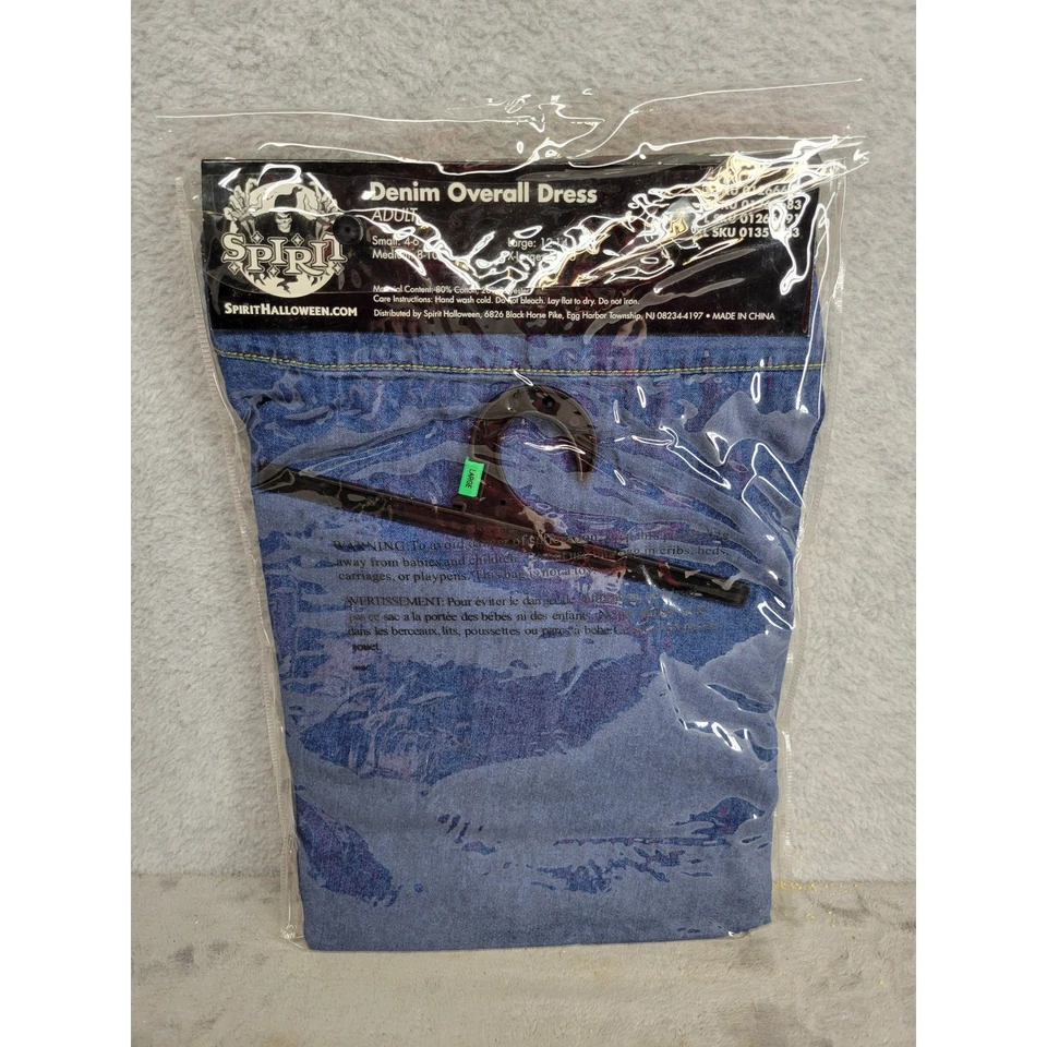 Spirit Halloween Adult Denim Overall Dress Costume Scarecrow Large Size 12 14 - Image 4 of 4