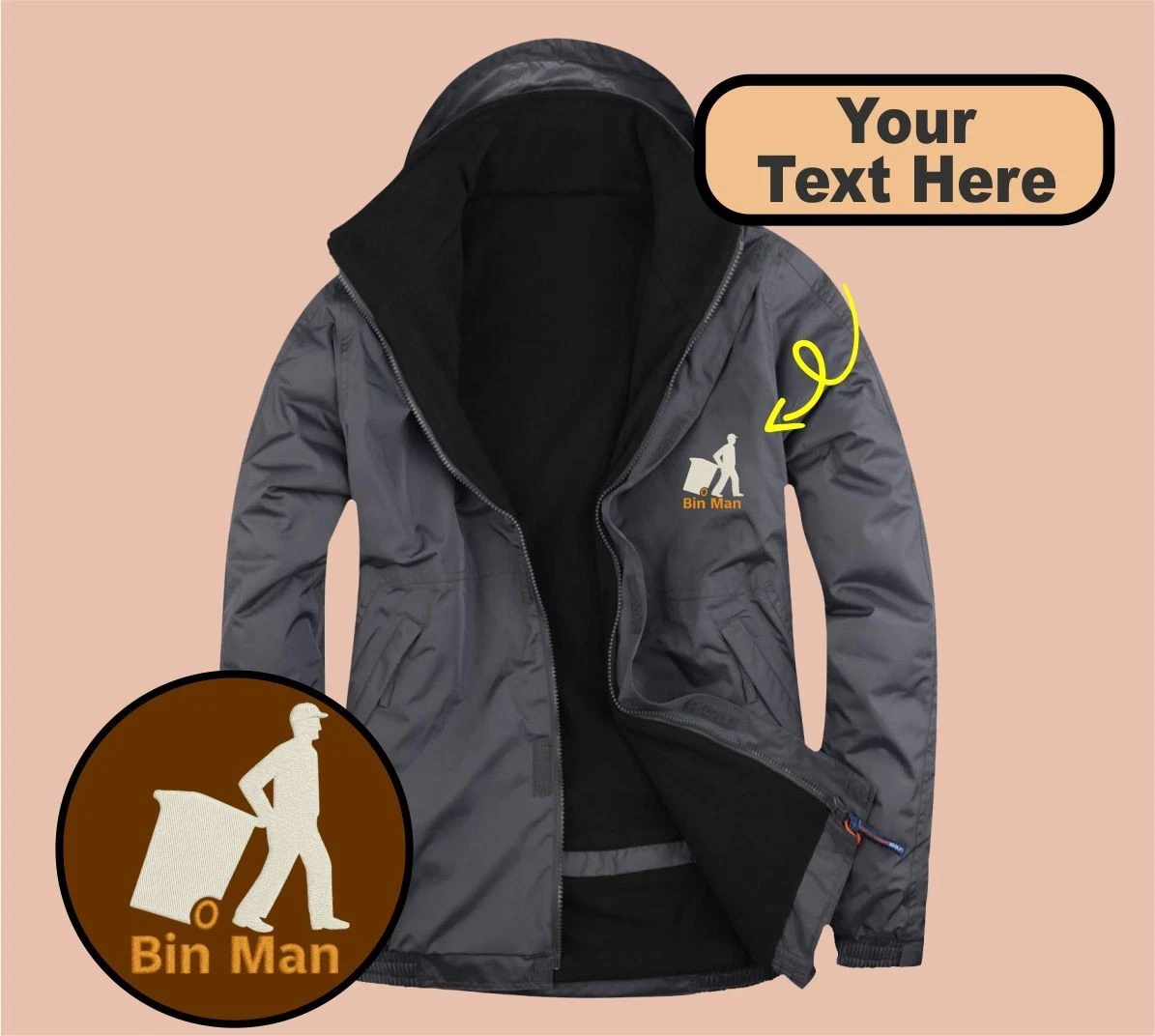 Personalised Embroidered Outdoor Jacket with Bin Man Logo, Gift Unisex Jacket
Opens in a new window 
