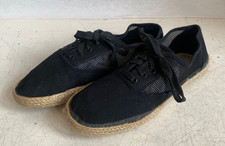 Vintage pimsole espadrill lace up black canvas net shoes in size 40/41