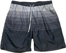 Kirkland Signature Men's Swim Shorts Grey Black Striped Size XL Trunks F20