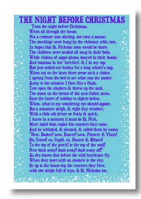 BEACHCOMBER CARDS The Night Before Christmas poem- Chirstmas Cards, POEM4132-A5