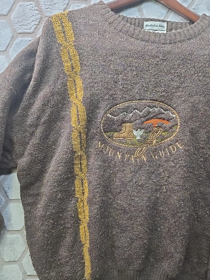 Vintage Sears Roebuck And Co Brown Mountain Guide Wool Blend Sweater Medium Men - Image 3 of 4
