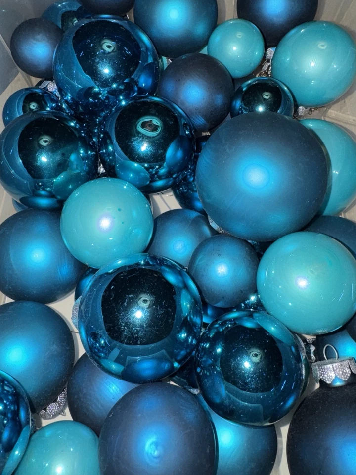 50 Christbaumkugeln Weihanchtsbaum Deko Schmuck Glas Türkis Petrol Xmas