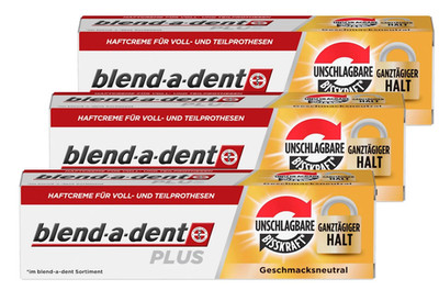3 x 40g blend-a-dent PLUS Premium Haftcreme - Geschmacksneutral Voll-und Teilpro