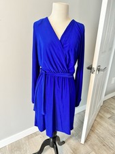 👗 21 Saints Long Sleeve Wrap Dress - Size S - Electric Blue - NWT