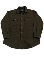 Woolrich Men’s Wool Shirt Jac 110 Forest Button Front Brown Outdoor Gorpcore XL
