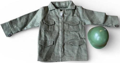 Vintage 1964 GI Joe Soldier Field Jacket & Helmet Green Uniform Accessory 12”