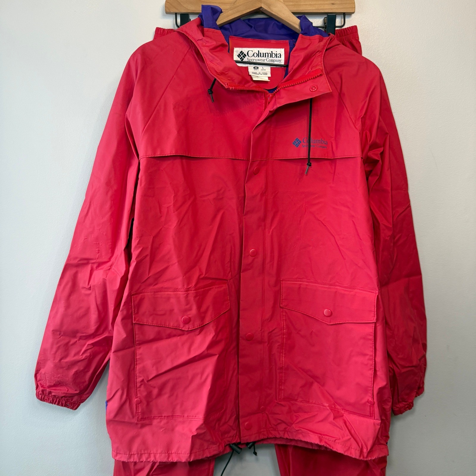 Columbia Sportswear Men's Vintage Red Rain Suit Jacket Pants Set Size Medium thumbnail 2