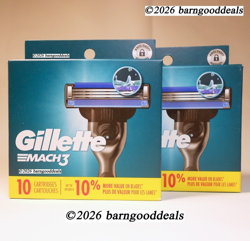 GILLETTE MACH3 RAZOR BLADE REFILLS, 10 CARTRIDGES EACH X 2 = 20 TOTAL NEW SEALED