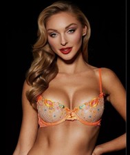Honey Birdette ~ “Dixie” Bra / Orange - US 32DD/E EU 70E / UK 32DD