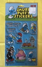 Smurfs Vintage 1981 Smurf Puffy Stickers assortment #10 NEW SEALED package. 