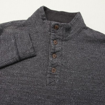 Marine Layer Henley Shirt Mens Small Clayton Textured Gray Heather Mock Neck