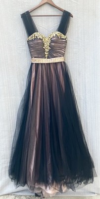 Royal Queen Beaded Satin Tulle Prom Dress Sz 4 Whimsygoth Romantic Fairy Grunge