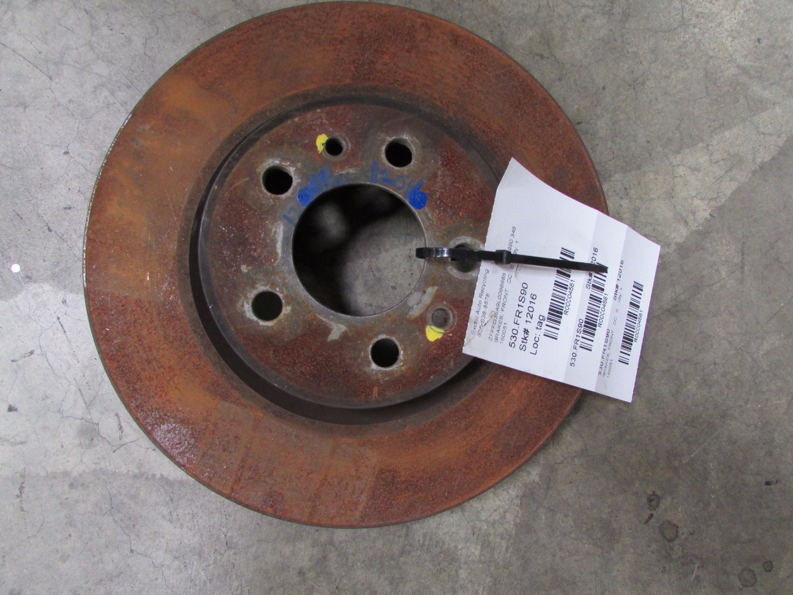 Ferrari 348, 355 Front Brake Disc Rotor, Used, P/N 160051