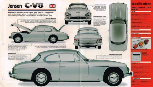 1962/1963/1964/1965 JENSEN C-V8 SPEC SHEET/Brochure - 第 1/2 張圖片